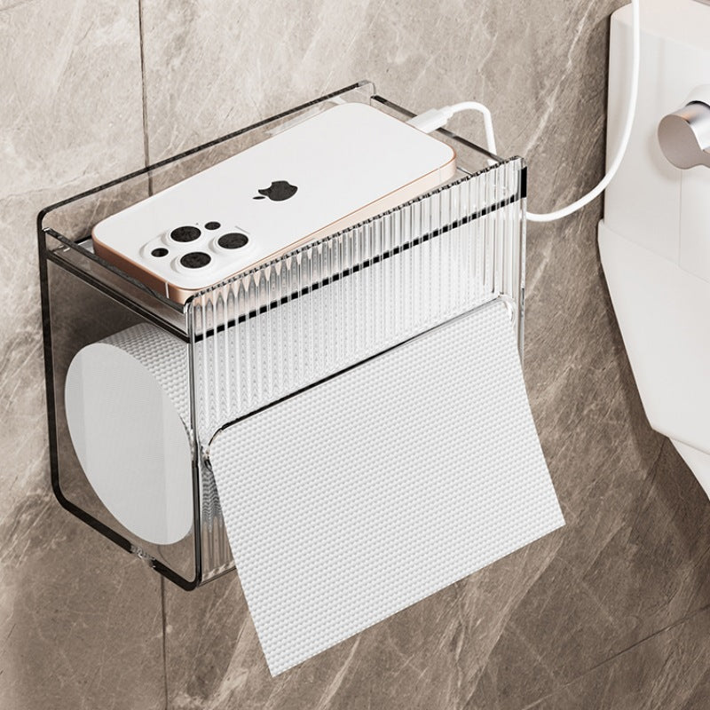 Wandmontierter Toilettenpapierhalter mit Ablage